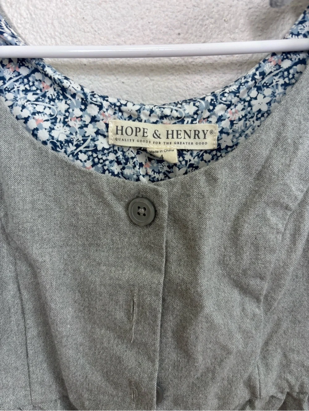 Hope & Henry Grey Tie-Shoulder Jumpsuit